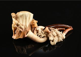 A GROUP OF FOUR MEERSCHAUM PIPES, LATE 19TH/EARLY 20TH CENTURY,