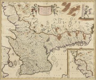 AN ANTIQUE MAP, "Accurata Scaniæ, Belkingiæ et Hallandiæ," AMSTERDAM, CIRCA 1680,