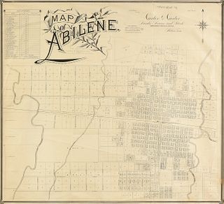AN ANTIQUE MAP, "Map of Abilene," GALVESTON, 1881-1883,
