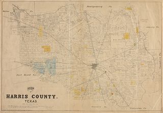 AN ANTIQUE MAP, "Map of Harris County, Texas," ST. LOUIS & NEW YORK, 1879,