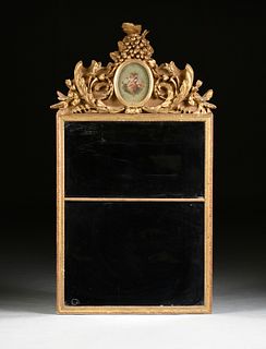 AN ITALIAN NEOCLASSICAL GILTWOOD TRUMEAU MIRROR, LATE 18TH/EARLY 19TH CENTURY,