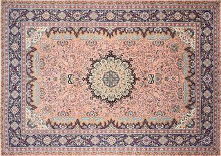 A PERSIAN SILK AND WOOL POURNAMI CARPET, 20TH CENTURY,