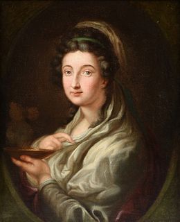 FRENCH SCHOOL (18th/19th Century) A PAINTING, "Portrait of a Lady as a Vestal Virgin," 1780-1820,
