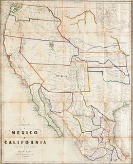 AN ANTIQUE POCKET MAP, "Map of Mexico and California, Second Edition," SAINT LOUIS, MISSOURI, 1863,