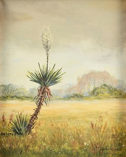 GENE KLOSS (American 1903-1996) A PAINTING, "Blooming Yucca in Landscape," 