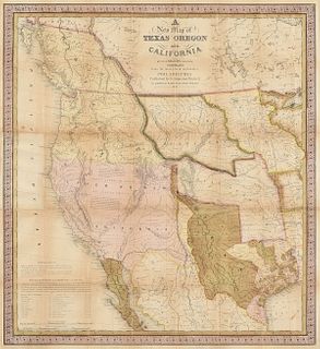 AN ANTIQUE REPUBLIC OF TEXAS MAP, "A New Map of Texas, Oregon, and California," PHILADELPHIA, 1846,