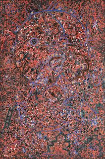 LEE MULLICAN (American 1919-1998) A PAINTING, "Untitled (from Spirit Head Series)," 1984,