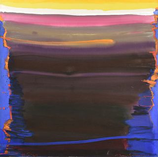 CHARLES SCHORRE (American/Texas 1925-1996) A PAINTING, "Reflected Sunset Sounds," 1981,