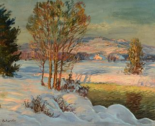 RUSSIAN SCHOOL (20th Century)  A PAINTING, "Snowy Landscape," 