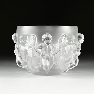 A LALIQUE FROSTED CRYSTAL "LUXEMBOURG" BOWL, MODEL 1227, ENGRAVED SIGNATURE, THIRD QUARTER 20TH CENTURY,