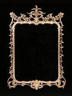 A GEORGE III ROCOCO STYLE  PARCEL GILT COMPOSITE MIRROR, MODERN, 
