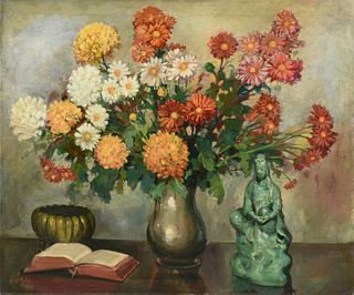 JOHN WILLIAM ORTH (American/Texas 1889-1976) A PAINTING, "Autumn Flowers,"