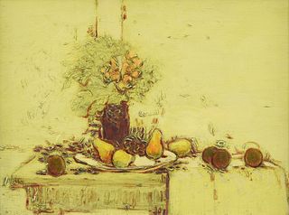 WILLIAM ANZALONE (American/Texas b. 1935) A PAINTING, "Still Life with Pears,"