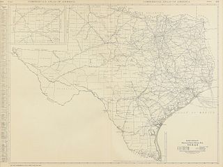 AN VINTAGE MAP, "Black and White Mileage Map of Texas," CHICAGO, 1925-1950,