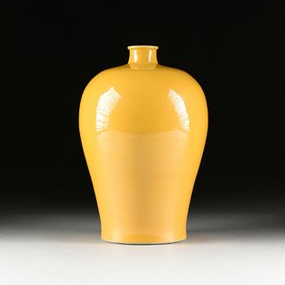 A CHINESE MONOCHROME EGG YOLK YELLOW GLAZE MEIPING VASE, IN THE YONGZHENG (1723-1735) TASTE,