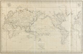 AN ANTIQUE MAP, "Mappe Monde ou Carte Réduite Des Parties Connues du Globe, Pour fervir au Voyage de la Pérouse," PARIS, 1797,