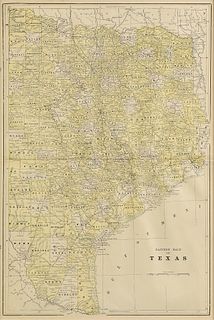 AN ANTIQUE MAP, "Eastern Half of Texas," CIRCA 1900,