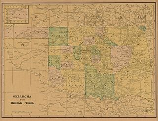 AN ANTIQUE MAP, "Oklahoma and Indian Ters.," 1891-1920,