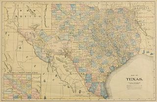 AN ANTIQUE MAP, "Map of Texas," 1890-1898,