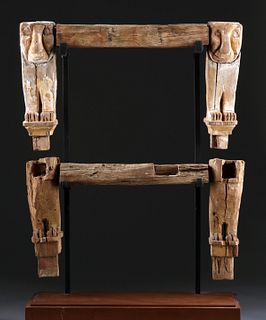 Egypt Late Dynasty Wooden Chair Legs w/ Lions