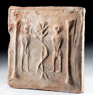 5th C. Carthage Terracotta Tile, Adam & Eve, Export Doc