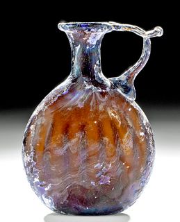 Roman Glass Canteen w/ Handle - Amber Hue