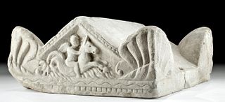 Roman Marble Cinerarium Cover - Cupid Riding Hippocamp