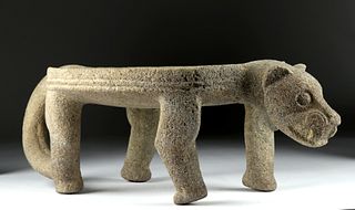 Large Costa Rican Chiriqui Stone Metate Jaguar Form