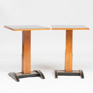 Pair of Viennese Brass-Mounted Enbonized Fruitwood Side Tables