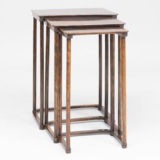 Set of Three Stained Wood Nesting Tables, Attributed to Josef Hoffman