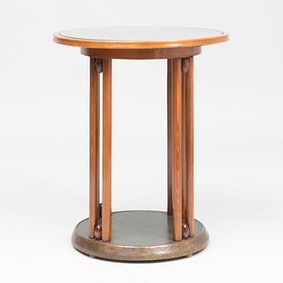 Josef Hoffman Planished Metal-Mounted Birch Circular Table, for J. & J. Kohn
