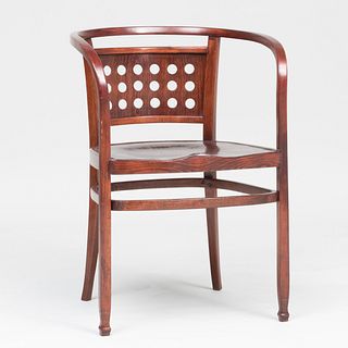 Otto Wagner Stained Bentwood Armchair with Holes