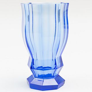 Josef Hoffman Style Blue Glass Vase