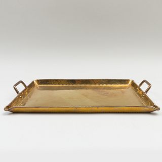 Hammered Brass Two Handle Tea Tray