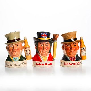 3 SMALL ROYAL DOULTON CHARACTER LIQUOR CONTAINERS