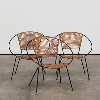 Set of Three Modern Iron and Wicker Child's Chairs