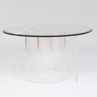 Large Lucite and Glass 'Snail' Coffee Table