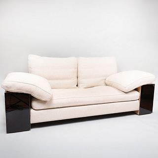 Lota Lacquered Wood and Twill Upholstered Sofa, After a Design by Eileen Grey