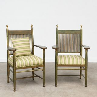 Pair of Carl Westman Stained Pine Arm Chairs