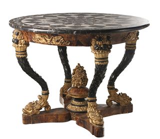 A LATE 20TH CENTURY EMPIRE STYLE FOYER CENTER TABLE