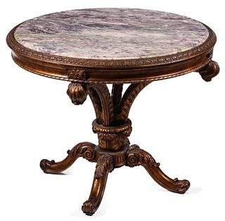A GOOD PRINCE OF WALES FEATHERS MARBLE TOP CENTER TABLE