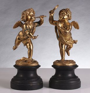 EARLY 20TH CENT GILT BRONZE FROLICKING PUTTO FIGURES