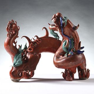 A 19TH CENTURY CHINESE PORCELAIN FIGURE OF A DRAGON