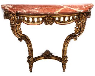 AN EARLY 20TH CENT LOUIS XVI STYLE MARBLE TOP CONSOLE