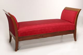 A 19TH CENTURY CONTINENTAL PEAR WOOD DAYBED