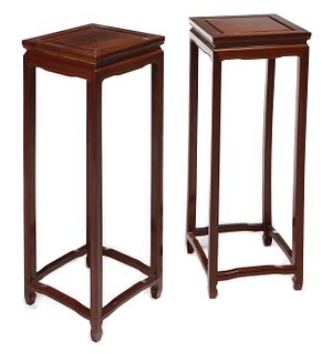 A PAIR LATE 20TH CENTURY CHINESE HARDWOOD STANDS