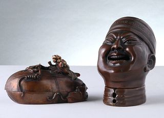 ASIAN BRONZE CENSOR AND SCRIBE'S INKWELL