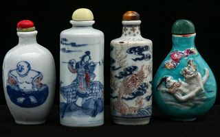 A COLLECTION OF FOUR CHINESE PORCELAIN SNUFF BOTTLES