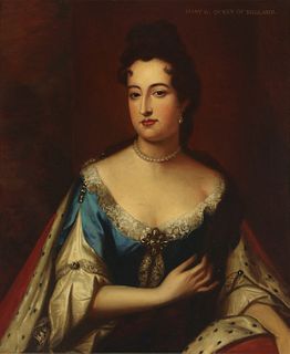 OIL ON CANVAS PORTRAIT OF MARY II AS PRINCESS OF ORANGE