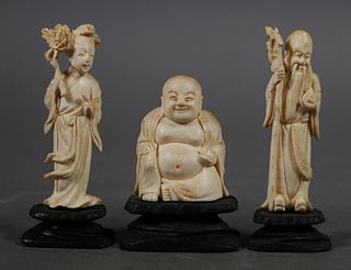 3 Carved Ivory Chinese Figures